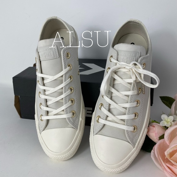 Converse Ctas Low Top Leather Egret Driftwood W - Picture 3 of 8